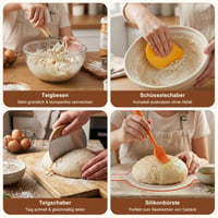 Set de început pentru pâine cu maia PBWZF, 2 coșuri de dospire din ratan natural (23 cm rotund și 25 cm oval), cu borcan, lamă și accesorii, pentru începători și brutari experimentați 5