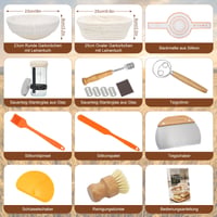 Set de început pentru pâine cu maia PBWZF, 2 coșuri de dospire din ratan natural (23 cm rotund și 25 cm oval), cu borcan, lamă și accesorii, pentru începători și brutari experimentați 4