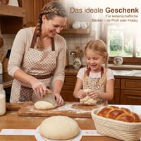 Set de început pentru pâine cu maia PBWZF, 2 coșuri de dospire din ratan natural (23 cm rotund și 25 cm oval), cu borcan, lamă și accesorii, pentru începători și brutari experimentați 7