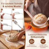 Set de început pentru pâine cu maia PBWZF, 2 coșuri de dospire din ratan natural (23 cm rotund și 25 cm oval), cu borcan, lamă și accesorii, pentru începători și brutari experimentați 6