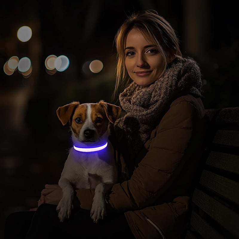 PcEoTllar USB-s LED kutya nyakörv 8 mód vízálló kék - S méret