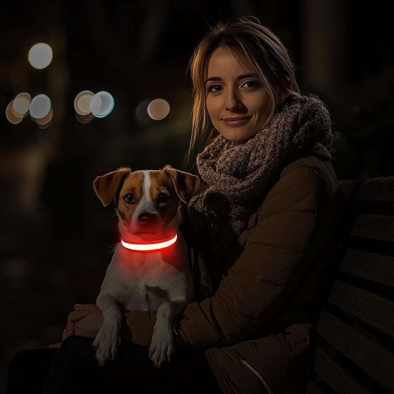 PcEoTllar USB-s LED kutya nyakörv 7 szín 8 mód vízálló