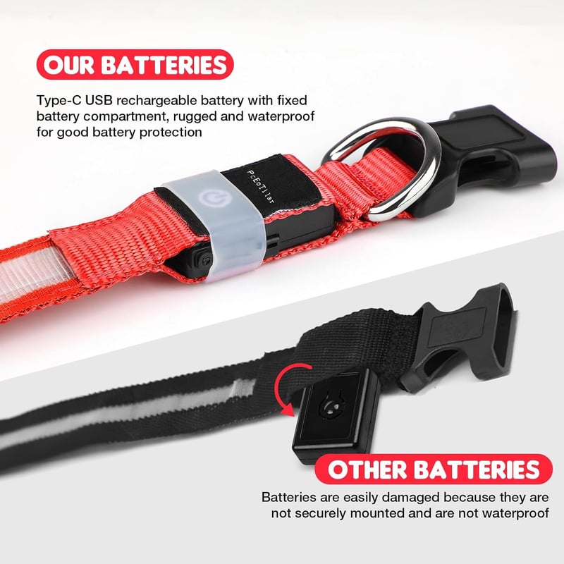 PcEoTllar USB-s LED kutya nyakörv 7 szín 8 mód vízálló