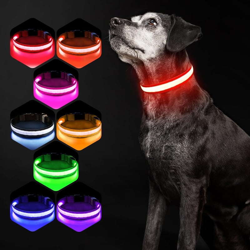PcEoTllar USB-s LED kutya nyakörv 7 szín 8 mód vízálló
