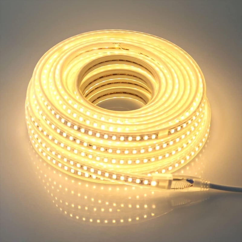 pcning 15m LED szalag 220V meleg fehér 5730 SMD 120LED/m EU dugóval