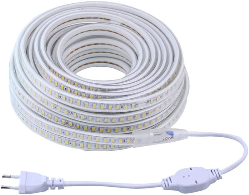 pcning 15m LED szalag 220V meleg fehér 5730 SMD 120LED/m EU dugóval