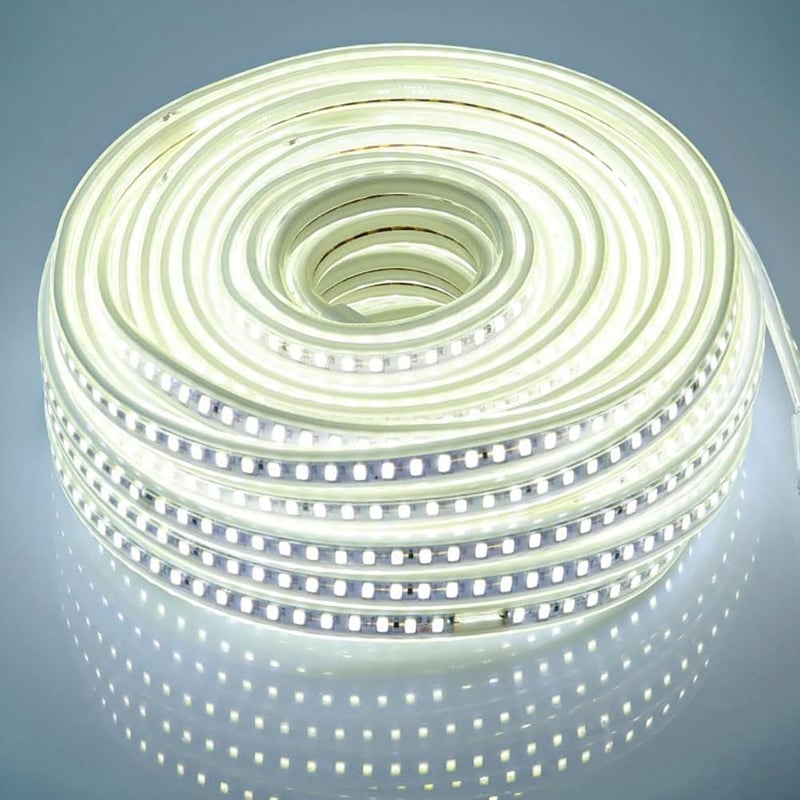 pcning 25m LED szalag 230V IP67 vízálló hideg fehér 6000K kültéri EU csatlakozó