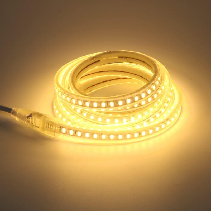 pcning 2m LED szalag AC 220V EU dugóval, IP67 vízálló kültéri meleg fehér