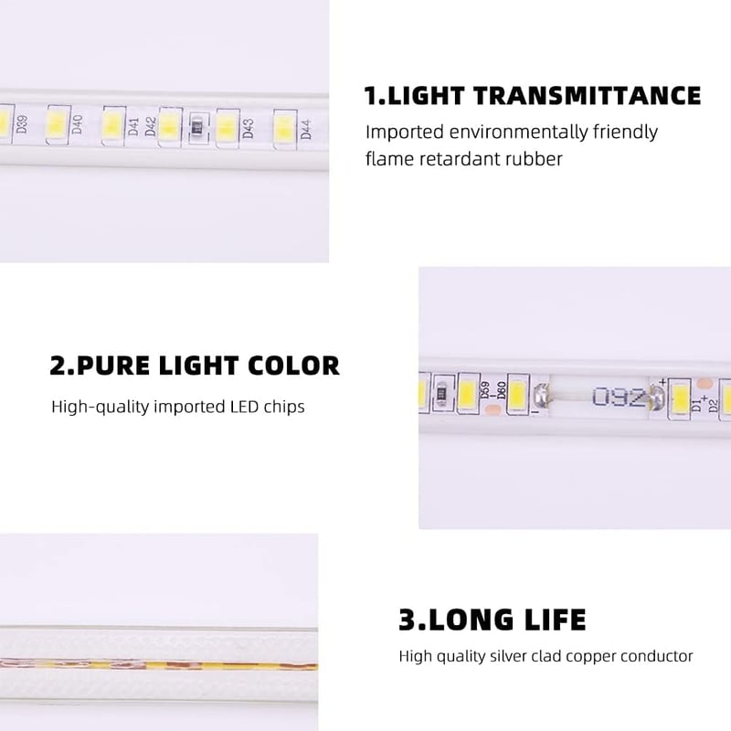 pcning 3M LED szalag 230V közvetlen csatlakozás 4000K fehér IP67 vízálló SMD5730 120LED/m