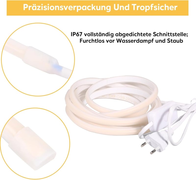 pcning COB LED szalag 230V 1m 10W 6000K hideg fehér kapcsolóval