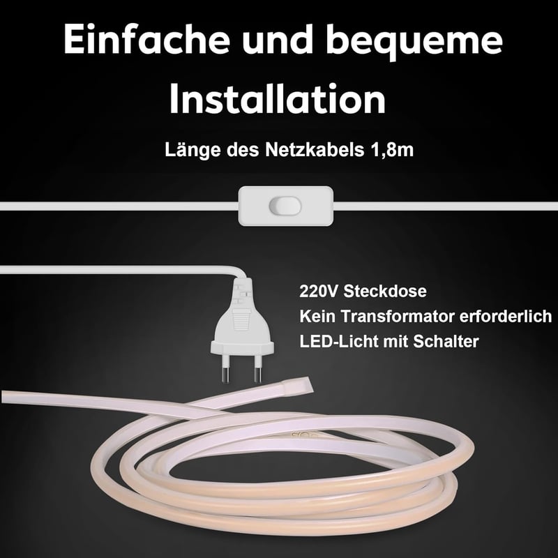 pcning COB LED szalag 230V 1m 10W 6000K hideg fehér kapcsolóval