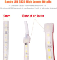 pcning LED szalag 230V 1m meleg fehér vízálló IP67 önragasztó kapcsolóval 3