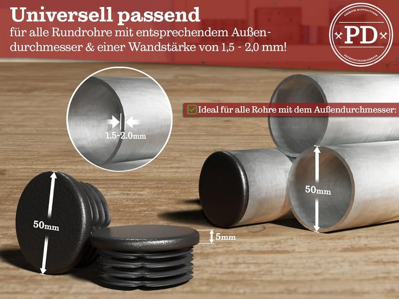 PD 50mm kerek csővédő dugó - szék- és bútorlábvédelem 4db