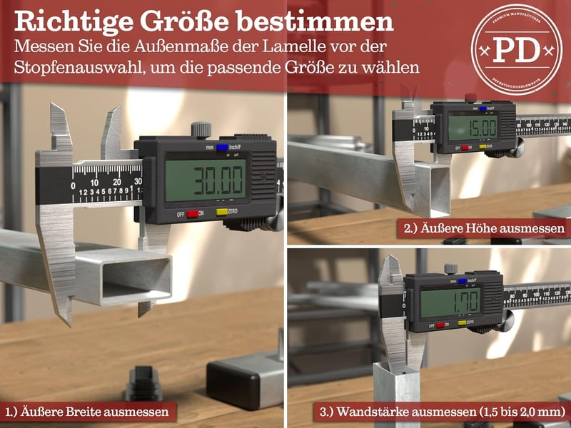 PD Lamellás Dugók 40x25mm Négyzet Csőhöz, PE Fekete Végzáró Sapka