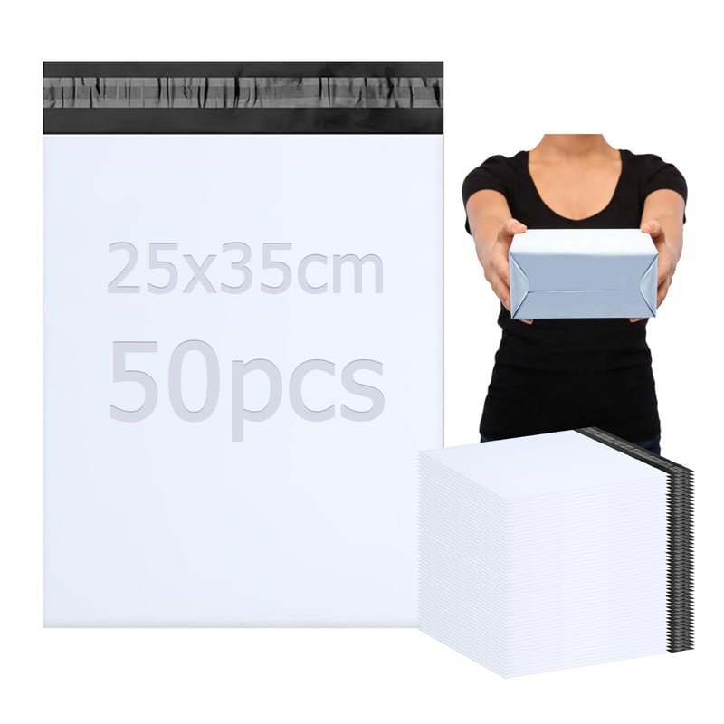 PDKKFF 50 ks poštových obálok Vinted 25x35 cm, samolepiace plastové prepravné tašky, nepremokavé nepriehľadné obálky na oblečenie a knihy