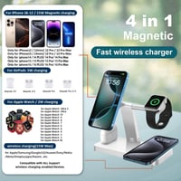 PDKUAI 4 v 1 magnetická bezdrôtová nabíjačka, kompatibilná s MagSafe pre iPhone 14/13/12, Apple Watch Ultra/SE/8/7/6/5/4/3/2, AirPods, 15W rýchlonabíjanie 3