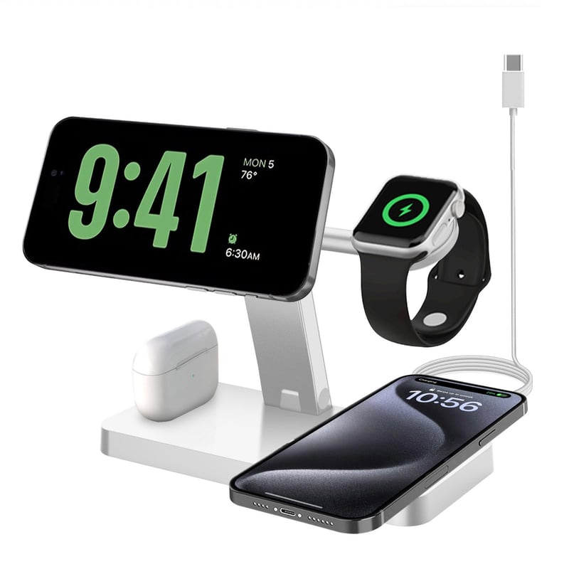 PDKUAI 4 v 1 magnetická bezdrôtová nabíjačka, kompatibilná s MagSafe pre iPhone 14/13/12, Apple Watch Ultra/SE/8/7/6/5/4/3/2, AirPods, 15W rýchlonabíjanie