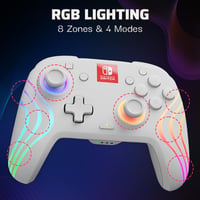 Bezdrôtový ovládač PDP Afterglow Wave pre Nintendo Switch, 8 RGB zón, 20-hodinová výdrž batérie – biely 2