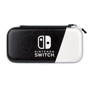 Husă de transport PDP Gaming Slim Deluxe pentru Nintendo Switch OLED - Carcasă rigidă din piele vegană - Negru/Alb