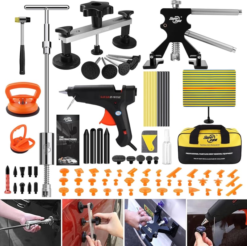 PDR TOOLS 87 részes karosszéria javító készlet csapágyáskalapáccsal és ragasztópisztollyal