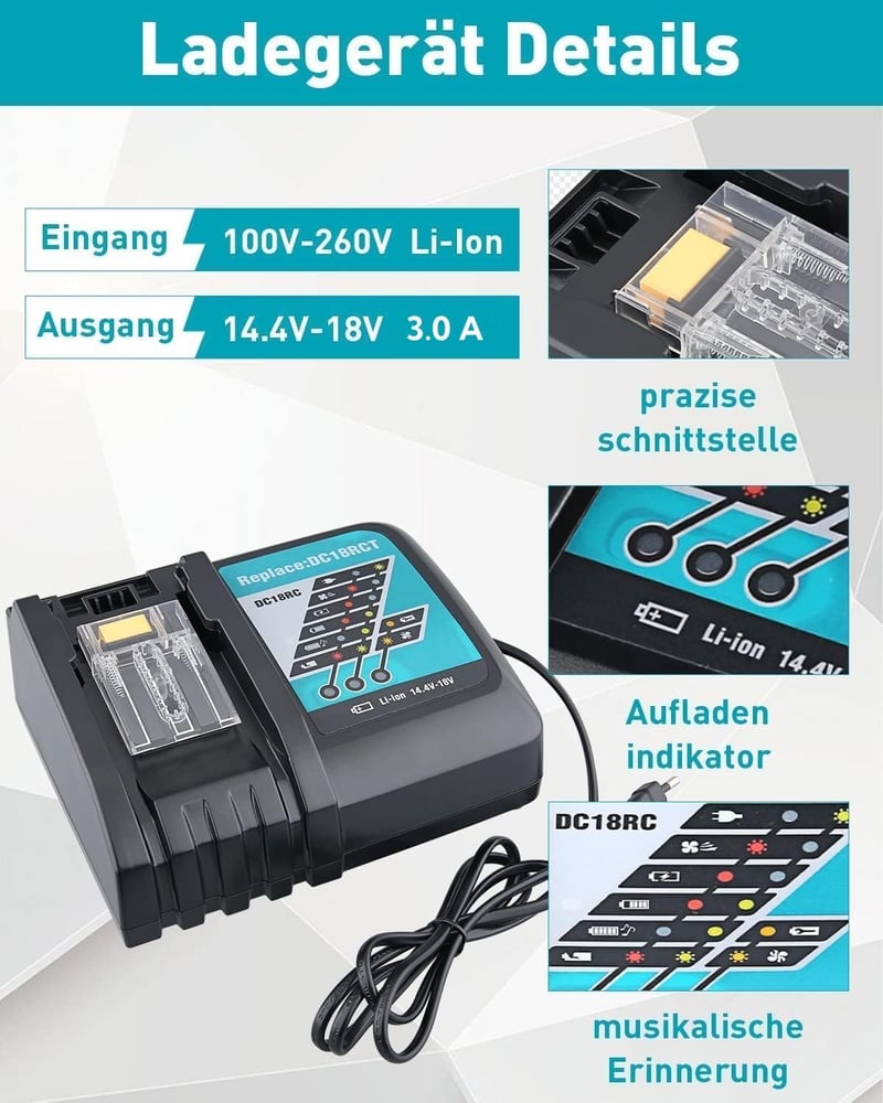 PDstation 2db BL1850B 5.5Ah Akkumulátor és Töltő Szett Makita 18V Szerszámokhoz - Kompatibilis BL1860 BL1850B BL1430B Modellekkel