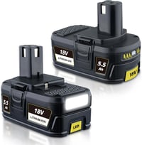 PDstation 2x 5,5 Ah 18V Ryobi P108 Lítium-ion Akkumulátor LED Kijelzővel 1