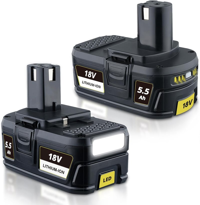 PDstation 2x 5,5 Ah 18V Ryobi P108 Lítium-ion Akkumulátor LED Kijelzővel
