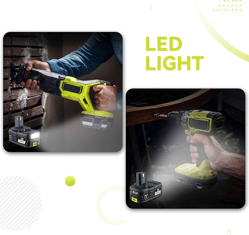 PDstation 2x 5,5 Ah 18V Ryobi P108 Lítium-ion Akkumulátor LED Kijelzővel