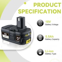 PDstation 2x 5,5 Ah 18V Ryobi P108 Lítium-ion Akkumulátor LED Kijelzővel 3