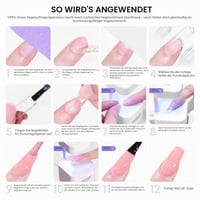 PEACECOLOR Sada na umelé nechty 240 ks, Krátke a stredne dlhé hranaté gélové nechty s mini UV lampou, Telovo-ružový gélový lak 10 ml, vrchný lak a lepidlo, pre začiatočníkov 8