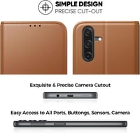 Peakally Samsung Galaxy A17 5G/4G flipes műbőr tok kártyatartóval és edzett üveggel - barna 6