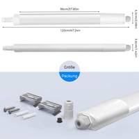 LED prachotesné svietidlo Peasur 120 cm 36 W IP65, vodotesné stropné svietidlo, 3960 lm, 3000 K/4000 K/6500 K, osvetlenie do dielne, pivnice a garáže 6