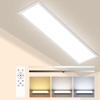 Plafonieră LED Peasur, plată, 120x30 cm, 4100 lm, reglabilă, cu telecomandă, 3000K-6500K, IP44, pentru bucătărie, sufragerie, dormitor, baie, birou, dreptunghiulară 1