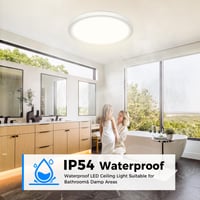 Ploché LED stropné svietidlo Peasur 24W, 5 farieb svetla 3000-6500K, vodoodolné kúpeľňové svietidlo IP54, okrúhle 30x1,6 cm, na chodbu, do spálne 7