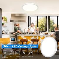 Ploché LED stropné svietidlo Peasur 24W, 5 farieb svetla 3000-6500K, vodoodolné kúpeľňové svietidlo IP54, okrúhle 30x1,6 cm, na chodbu, do spálne 4