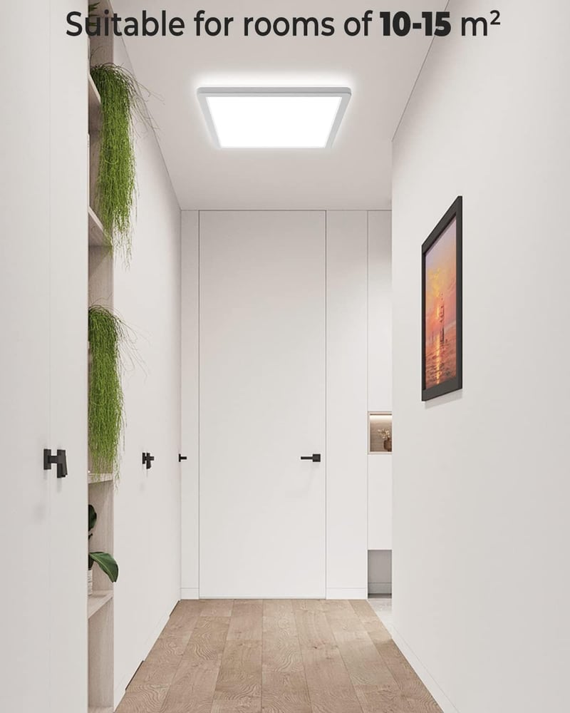 Peasur LED Mennyezeti Lámpa Mozgásérzékelővel 20W 5000K Fehér Négyzet Alakú Modern Beltéri Világítás Lépcsőház Folyosó Garázs