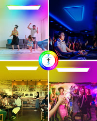 LED stropné svietidlo Peasur s diaľkovým ovládaním, 42W 4600LM, 120x30 cm, 7-farebné RGB podsvietenie, stmievateľné 3000K-6500K, do kuchyne a spálne 3