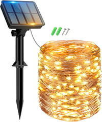 Peasur Napelemes LED Fényfüzér 13m 130 LED Kültéri Vízálló IP65 Meleg Fehér 8 Üzemmód Erkély Kert Dekoráció 1