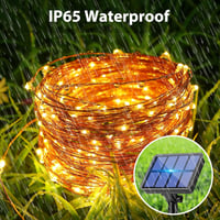 Peasur Napelemes LED Fényfüzér 13m 130 LED Kültéri Vízálló IP65 Meleg Fehér 8 Üzemmód Erkély Kert Dekoráció 3