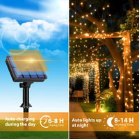 Peasur Napelemes LED Fényfüzér 13m 130 LED Kültéri Vízálló IP65 Meleg Fehér 8 Üzemmód Erkély Kert Dekoráció 2