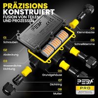 PEBA IP68 Vízálló Elosztódoboz Kábel Csatlakozó 4-12mm Kültéri Fekete 7