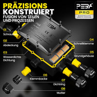 PEBA IP68 Vízálló Kötődoboz 5 Bemenettel - Kültéri Elektromos Elosztó Fekete Műanyag Házban, Kerti és Kültéri Világításhoz, -40°C - 105°C 7