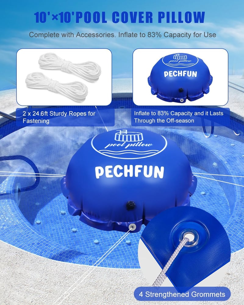 Pechfun 3m Téli Medence Párna XXL Kék Biztonsági Szeleppel Javítókészlettel