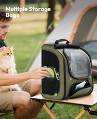 Pecute Buborék Hátizsák Macskáknak és Kisebb Kutyáknak, Ergonomikus Kialakítás, Zöld Szín, Nagy Kapacitású Átlátszó Ablakkal 7