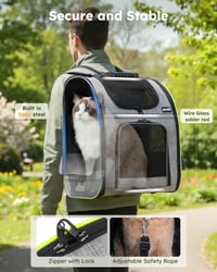 Rucsac extensibil pecute XL pentru câini și pisici 6-10 kg, geantă de transport pliabilă pentru animale de companie cu plasă de ventilație, sistem de siguranță cu fermoar, gri 5