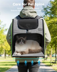 Rucsac extensibil pecute XL pentru câini și pisici 6-10 kg, geantă de transport pliabilă pentru animale de companie cu plasă de ventilație, sistem de siguranță cu fermoar, gri 8