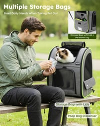Rucsac extensibil pecute XL pentru câini și pisici 6-10 kg, geantă de transport pliabilă pentru animale de companie cu plasă de ventilație, sistem de siguranță cu fermoar, gri 9