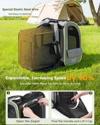 Rucsac extensibil pecute XL pentru câini și pisici 6-10 kg, geantă de transport pliabilă pentru animale de companie cu plasă de ventilație, sistem de siguranță cu fermoar, gri 3