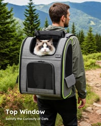 Rucsac extensibil pecute XL pentru câini și pisici 6-10 kg, geantă de transport pliabilă pentru animale de companie cu plasă de ventilație, sistem de siguranță cu fermoar, gri 4