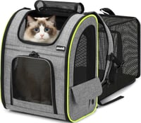 Rucsac extensibil pecute XL pentru câini și pisici 6-10 kg, geantă de transport pliabilă pentru animale de companie cu plasă de ventilație, sistem de siguranță cu fermoar, gri 1